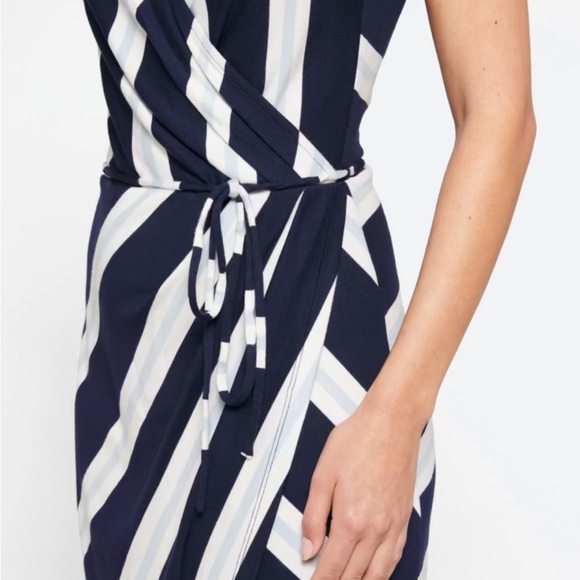 Small 41 Hawthorn Blue and White Striped Dress with Tie - Picture 3 of 9